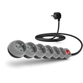 CONNECT IT prodlužovací 230V, 6 zásuvek + vypínač, 3m, šedý