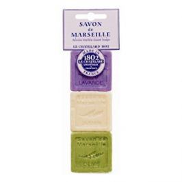 Le Chatelard Sada troch luxusných francúzskych prírodných mydiel Levanduľa + jazmín + oliva 3 x 30 g