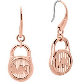 Michael Kors Ružovo pozlátené náušnice s logom MKJ6815791